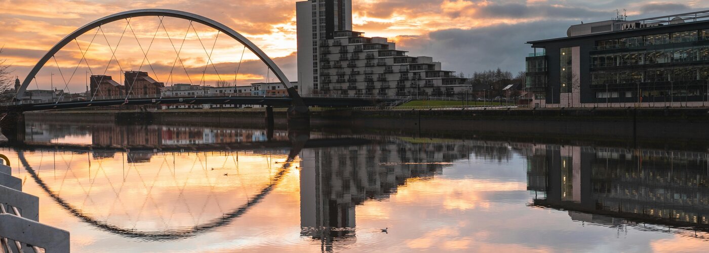 Glasgow Clyde Arc at sunset